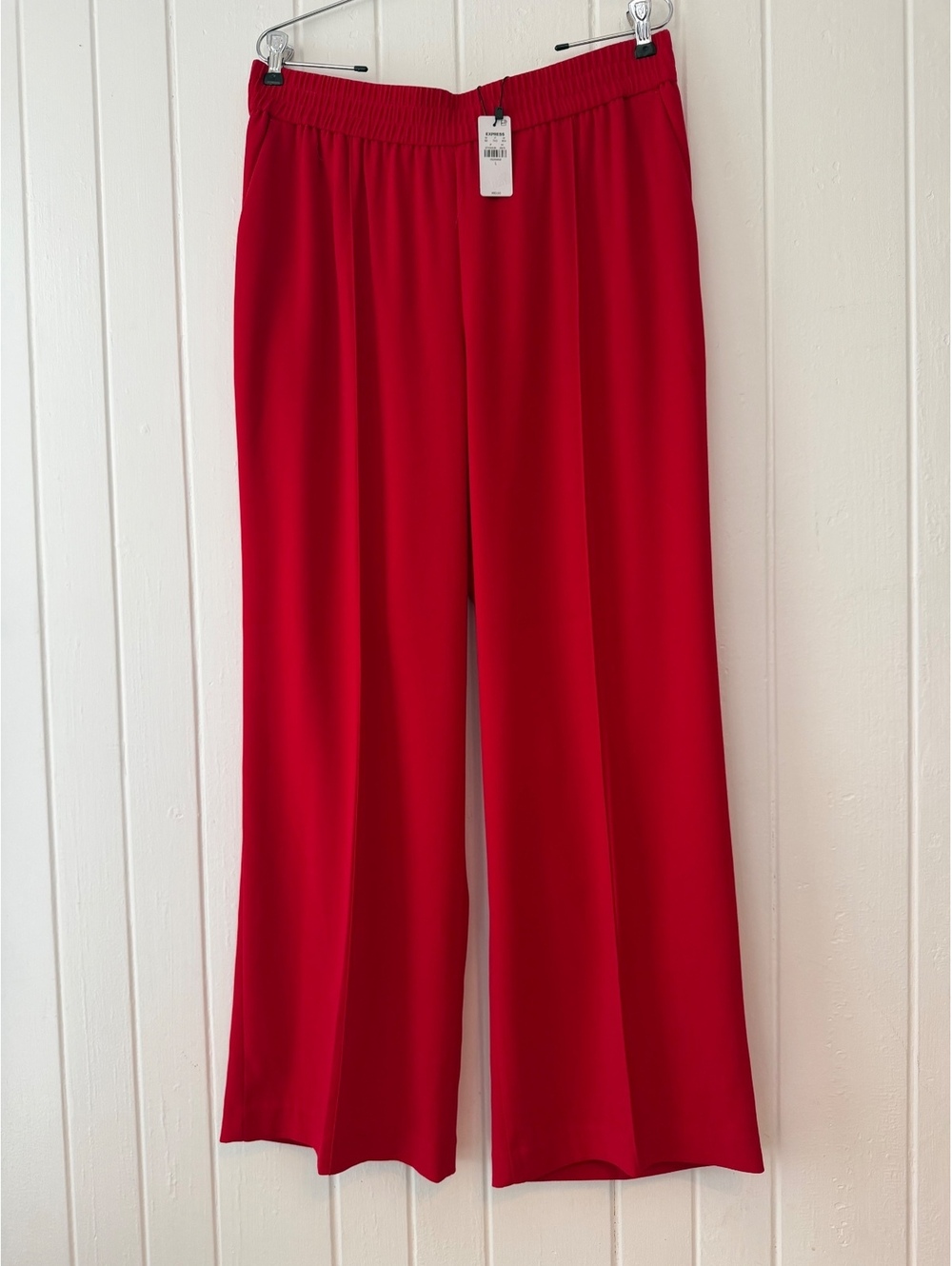 Express Women's Red Wide Leg Pants Size Large with Elastic Waistband